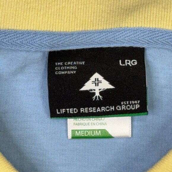 LRG Polo Shirt Mens M Light Blue Cream Short Sleeve Preppy Lifted Research Group - Picture 3 of 9